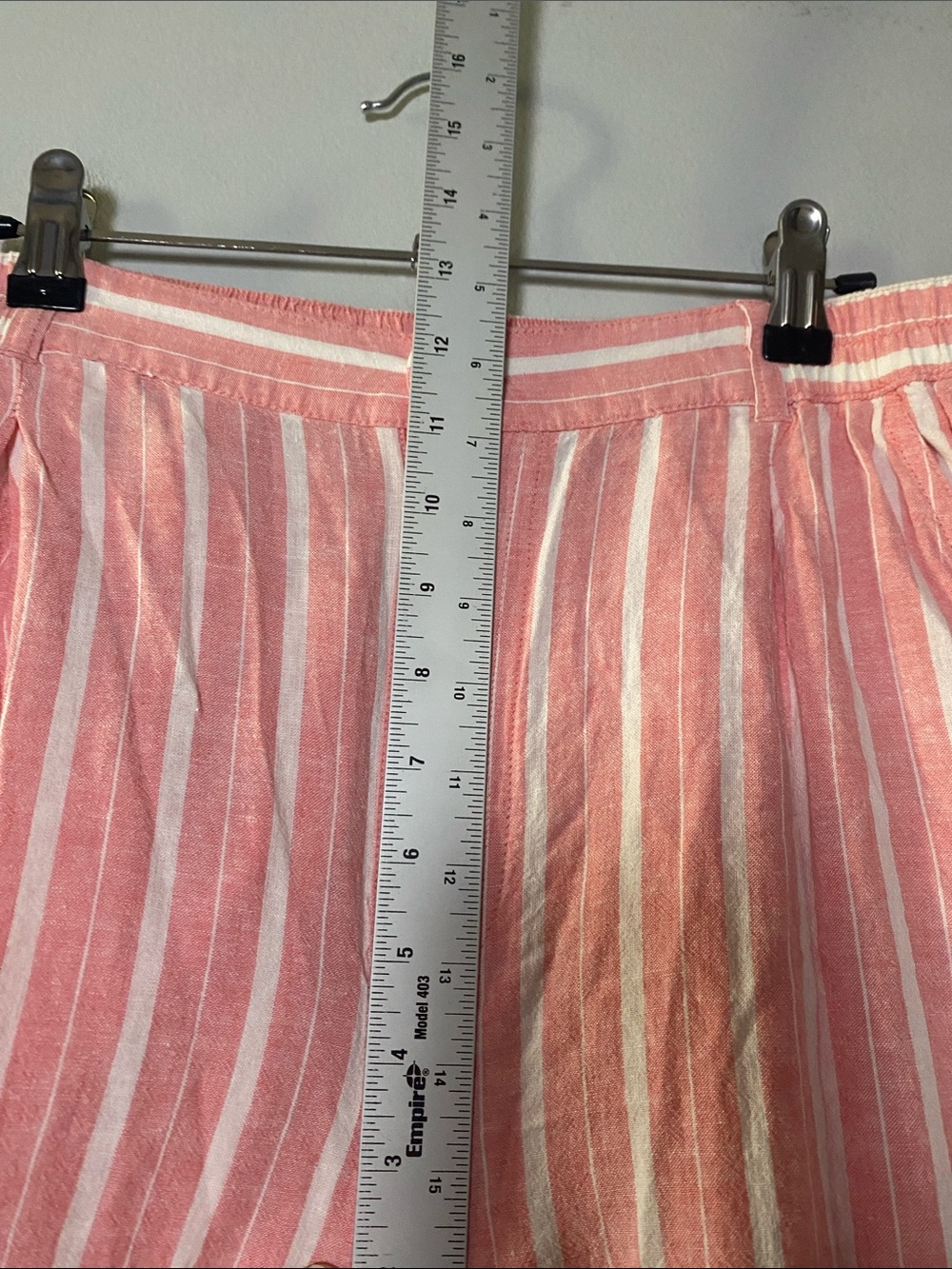 Aerie Pool-To-Party Linen Blend High Waisted Trouser Large Coral White Stripe - Picture 13 of 15